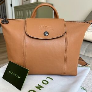 Longchamp Le Pliage Cuir Backpack Brown Leather